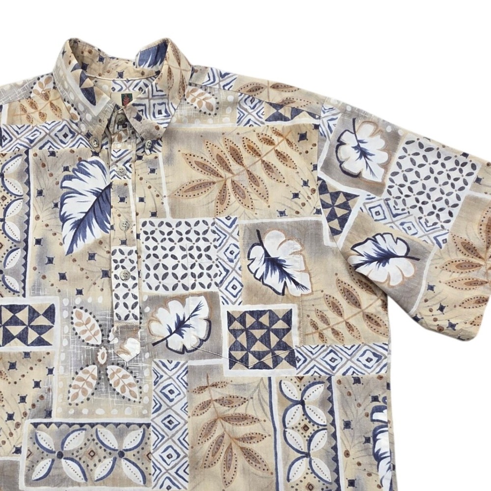 Tori Richard Mens Large Hawaiian Pullover Shirt Cotton Patchwork Hawaii USA Made